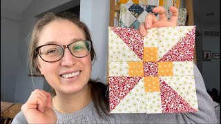2023 Scrappy Sampler- Block 15- variation on a Propeller quilt block