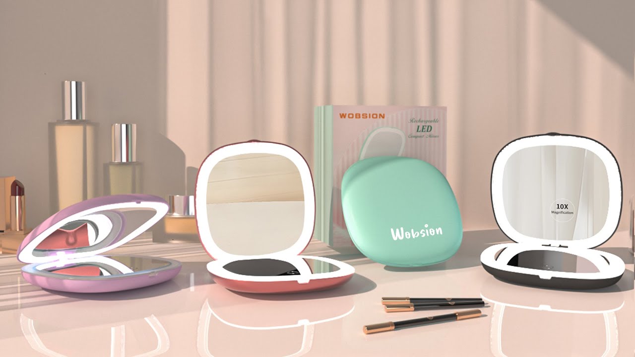 DOUBLE LIGHTED TRAVEL MAKEUP MIRROR,10x/1x MAGNIFICATION MIRROR