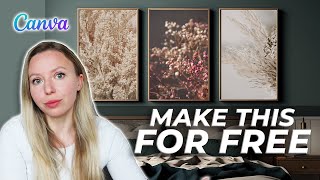 How to make a gallery wall mockup for FREE! Printable wall art mockup for digital products screenshot 5