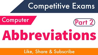 Computer Abbreviations | Part 2 | competitive Exams | KB, GB stands for ..|