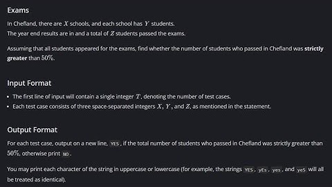 Exams Codechef (500 to 800 Difficulty Rating Problems)