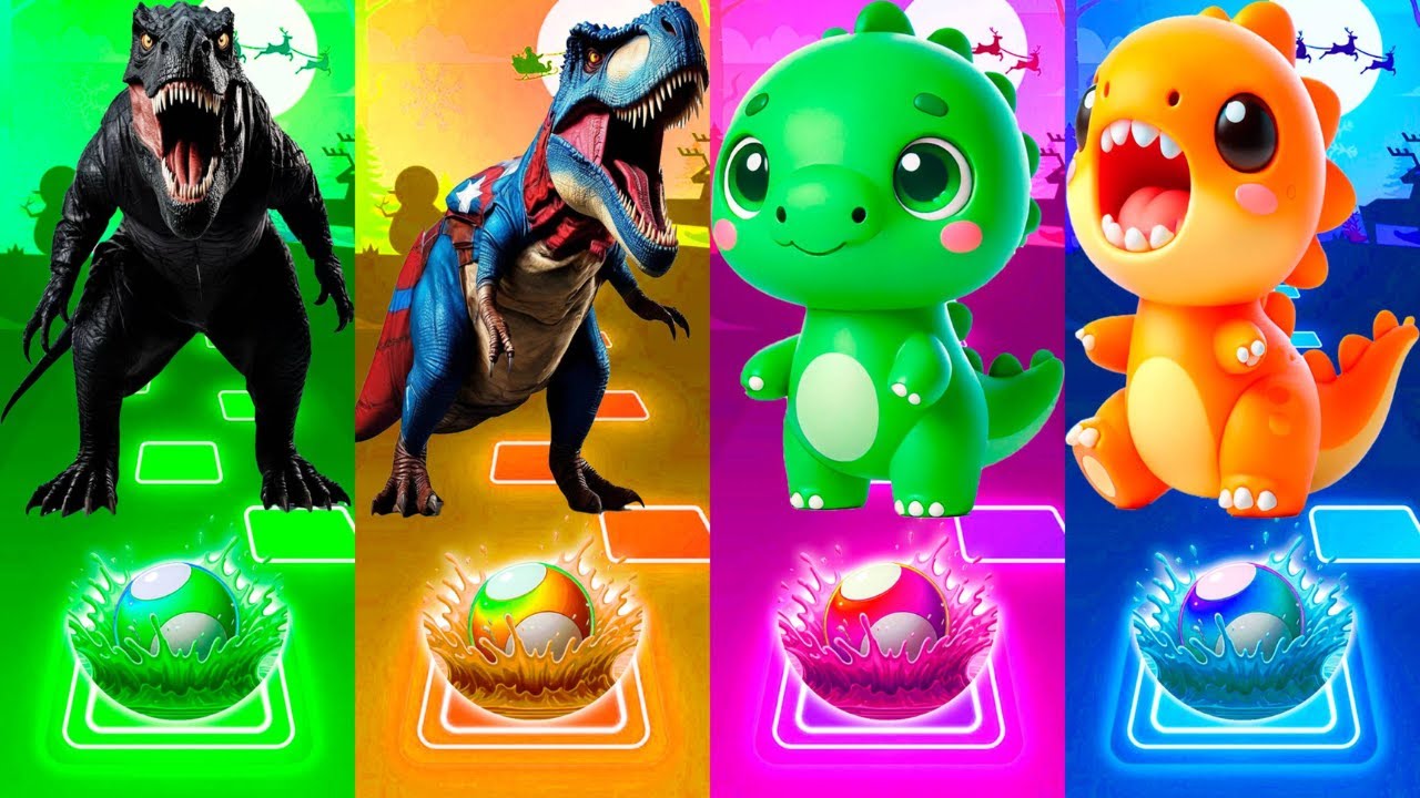 Evil VS Good Dinosaurs - Dinosaur Cartoons | DINOSAUR ANIMATIONS in Tiles Hop Episode 81