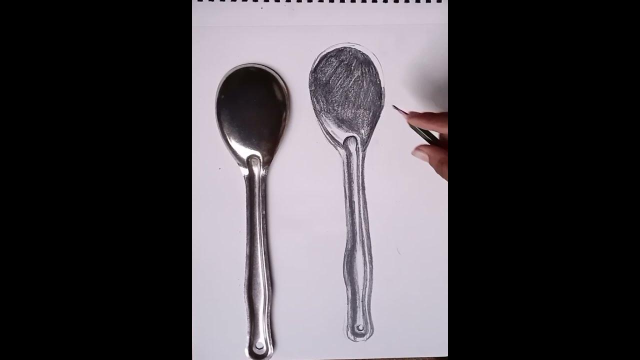 how to make spoon drawing pencil shade 😹 🎨 ️🥰drawing art ytvideo 