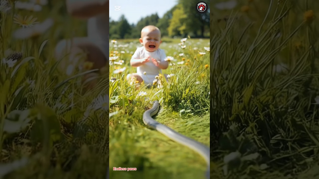 ai generated video | Snake Attack Baby and Puppy Save Him 