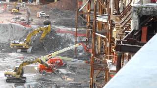 Caterpillar construction equipment working in the World Trade Center site in NYC