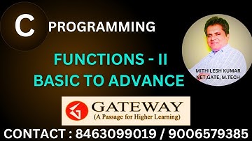 C FUNCTIONS | C FOR GATE CSE AND IT | C FOR UGC NET COMPUTER SCIENCE | C FOR BEGINNERS | GATEWAY