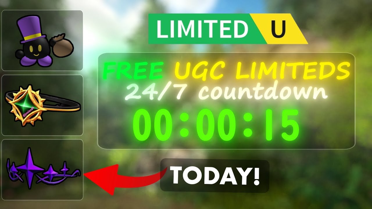 FREE UGC LIMITEDS ROBLOX! - COUNTDOWN & LINKS!  (24/7 Live) 👑's Banner