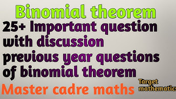 Master cadre maths|| important question of Binomial theorem|| previous year binomial question||