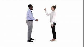 Rock, paper, scissors game Woman being late on white background. | Stock Footage - Videohive screenshot 5