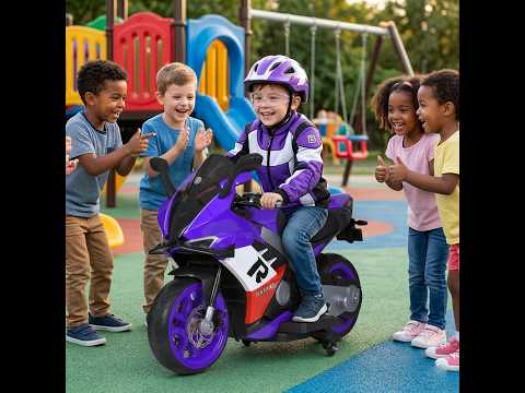 Дитячий електромотоцикл Мотоцикл електромобіль спортбайк для хлопчика дівчинки білий світло звук у наборі подарунок, видео 1