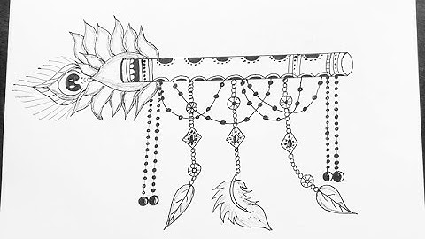 How to draw Krishna flute drawing for beginners/ how to draw Krishna Janmashtami drawing / mandala