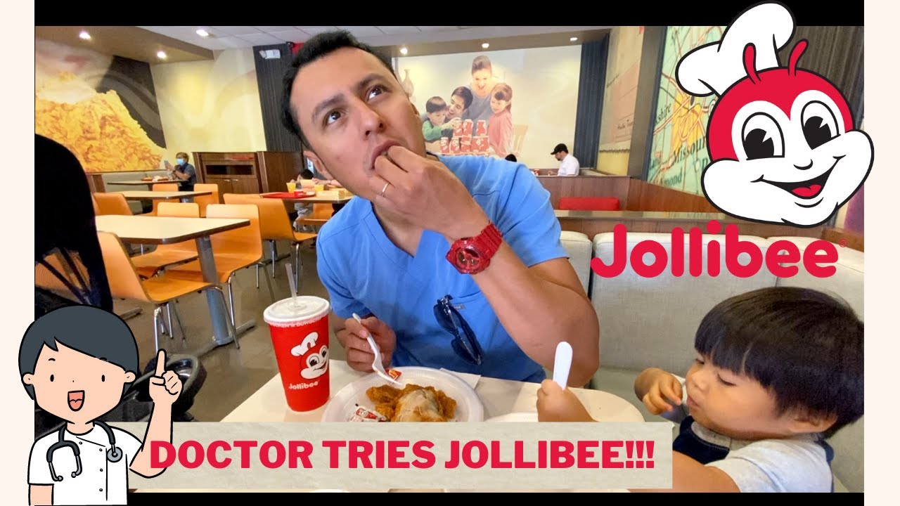 Doctor / Husband Tries: Jollibee Filipino Fast Food: Chicken Joy /Palabok/ PeachMango Pie! Mukbang!