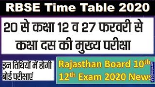 Rbse Time Table 2020  Rajasthan Board 10th 12th Time Table 2020 News Update