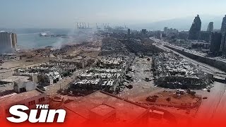 Drone footage shows devastation in Beirut after massive explosion which killed at least 100 people