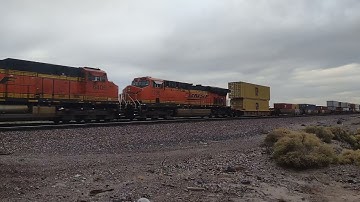 WB BNSF Port Stack/Domestic Intermodal Train At East Daggett CA! #bigbossrailfanner