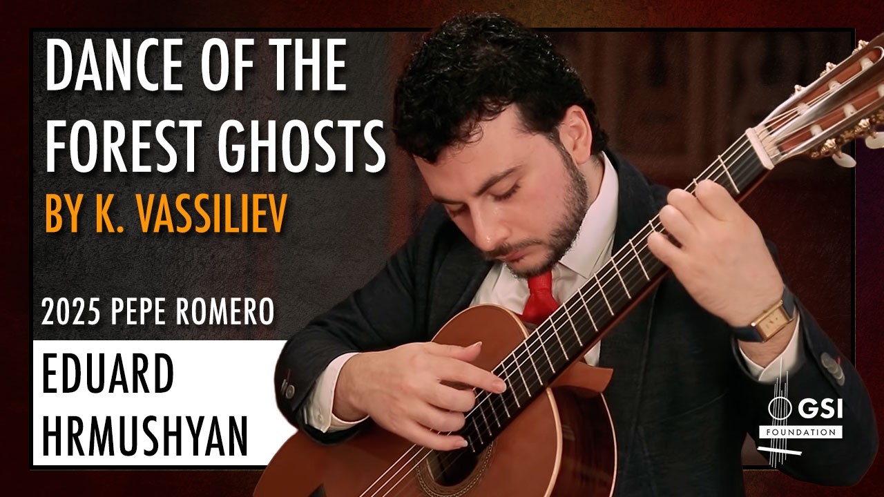 Assista a Eduard Hrmushyan performs "Dance of The Forest Ghosts" by K. Vassiliev on a 2025 Pepe Romero guitar no YouTube Assista a Eduard Hrmushyan performs "Dance of The Forest Ghosts" by K. Vassiliev on a 2025 Pepe Romero guitar no YouTube