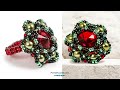 Crystal Christmas Wreath Ring or Pendant - DIY Jewelry Making Tutorial by PotomacBeads