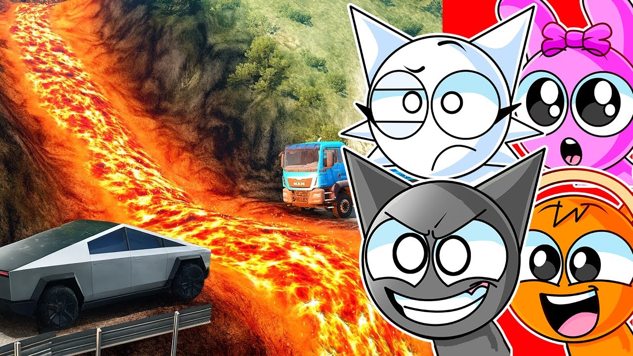 Cars vs Lava Road Challenge (BeamNG Drive)