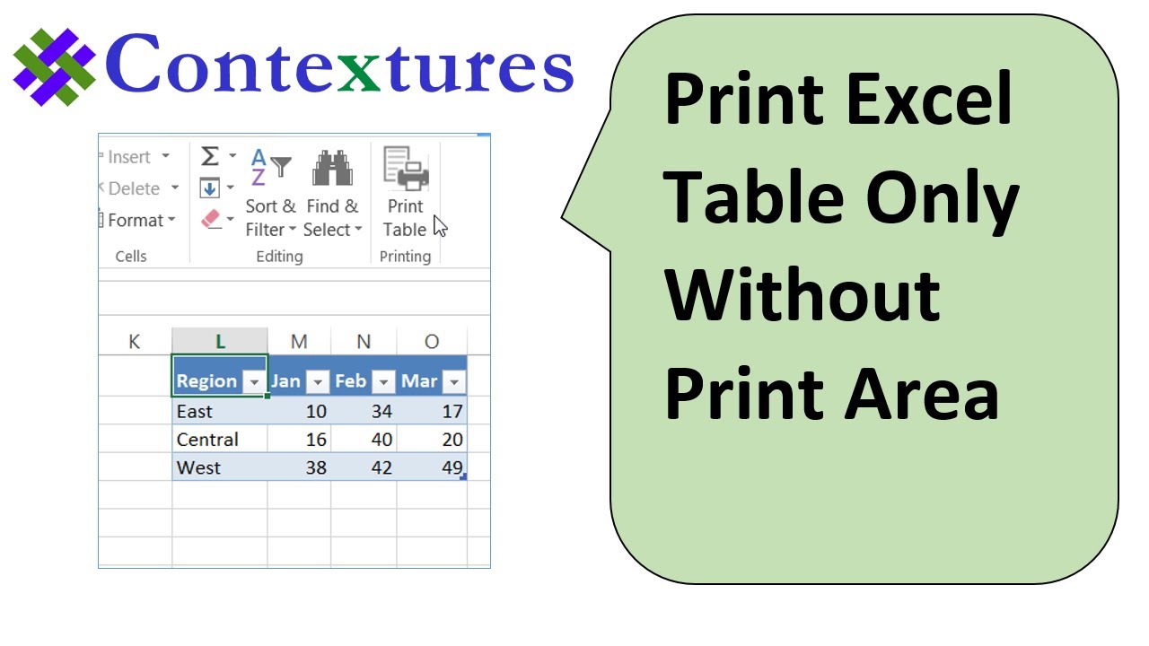 Print Excel Table Only Setting Area YouTube