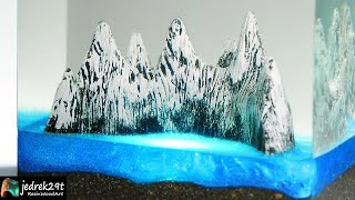Mountains in the Blue Pearl Sea. DIY a Simple Way / RESIN ART