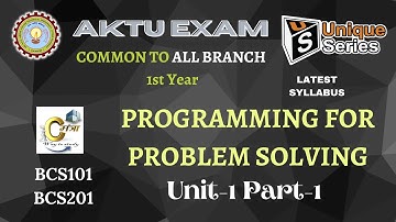 U1_P1 | Programming for Problem Solving btech 1st year | PPS Btech  | AKTU Lecture | #unique_series