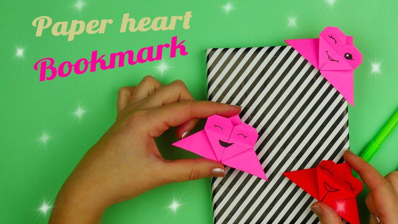 How to make a paper heart bookmark [Origami] - YouTube