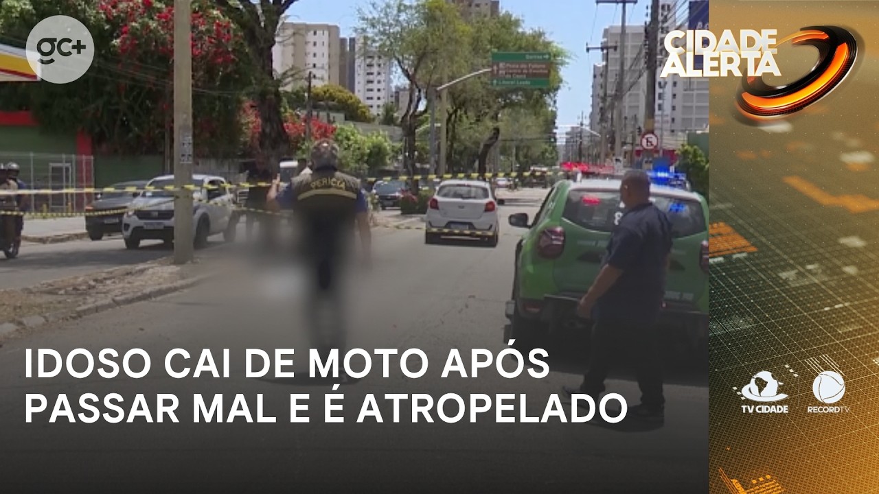 Idoso teria passado mal ao pilotar moto, caiu em avenida e foi atingido por carro | Cidade Alerta CE