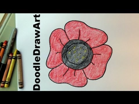 How To Draw An Easy Poppy For Kids Video Drawing Tutorial Remembrance Day Veterans Day Youtube