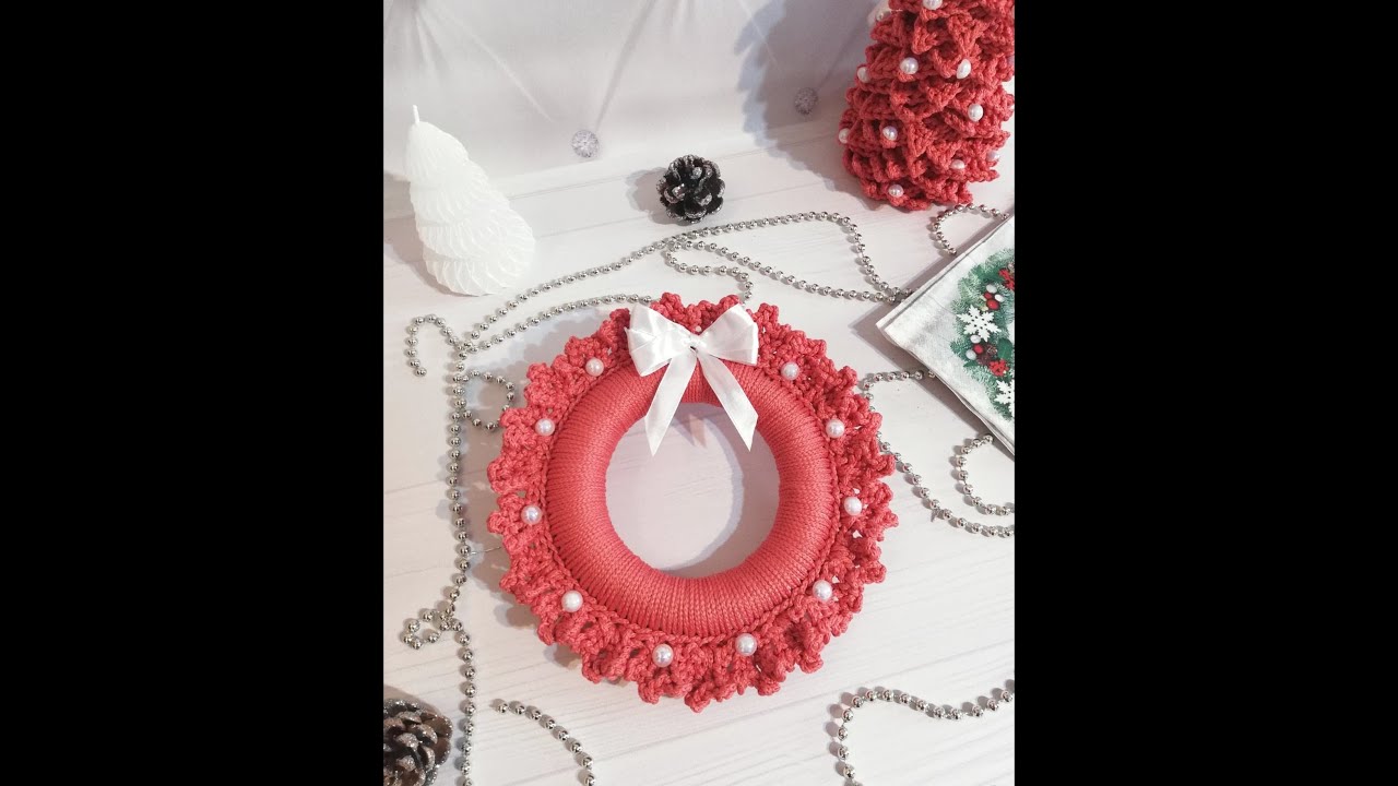 szydełkowany WIENIEC BOŻONARODZENIOWY Z KORONKĄ, jak zrobić