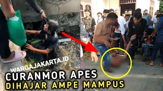 CURANMOR APES 2024 !! Maling Motor Ketahuan Sembunyi Dikali Dapat Salam Olahraga