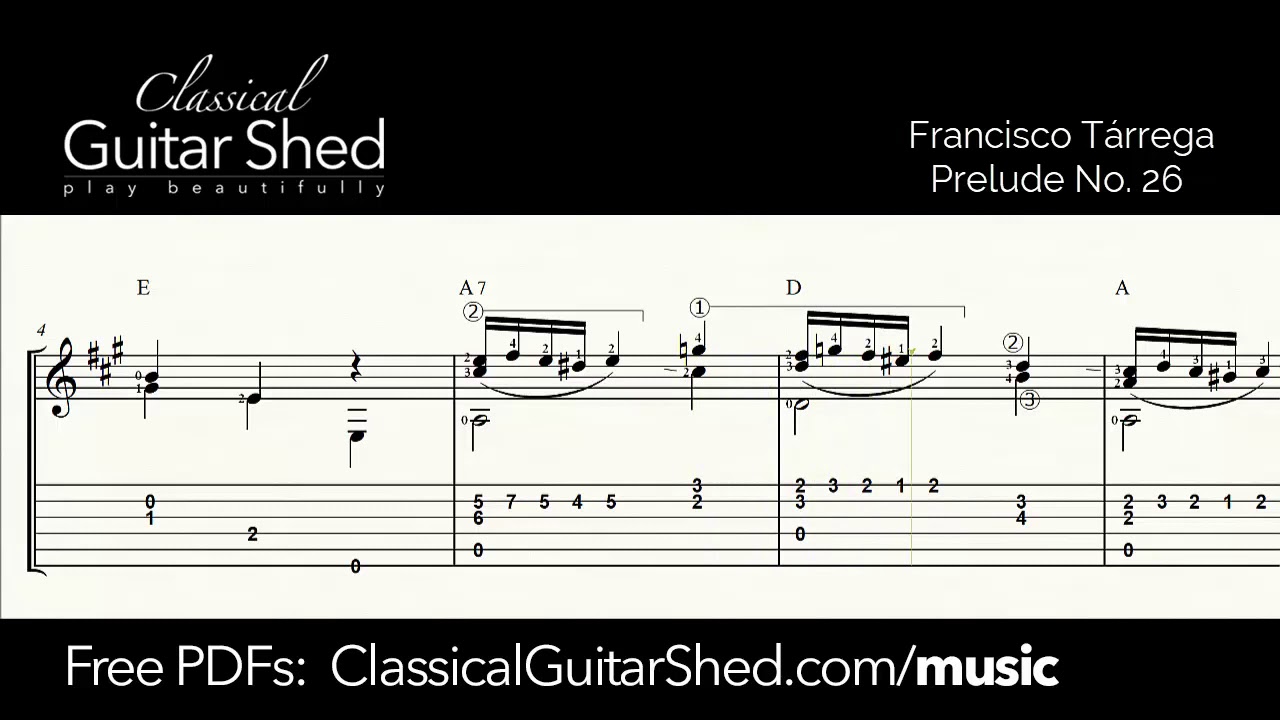Tarrega: Prelude No. 26 - Free Sheet Music - YouTube