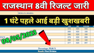 RBSE Result 2023 || Rajasthan 8th class Result Date 2023 || Rajasthan 8th Board Result 2023