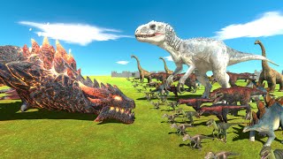 Dinosaurs War - Indominus Rex Fight Lava Dragon