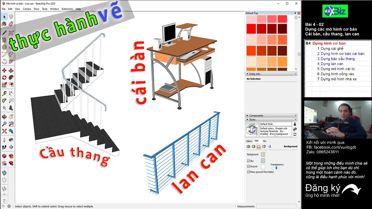 Bài 4-1 Dựng mô hình cái ghế | Dựng mô hình cơ bản trong Sketchup ...