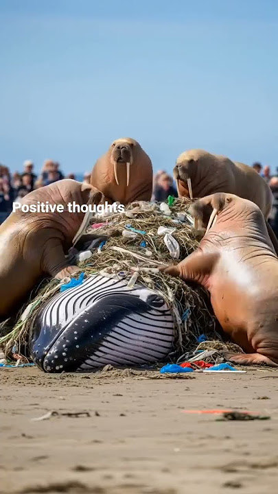 Walruses Team Up To Save Whale From Deadly Plastic Trap! #animals #rescue #wildlife #trending #viral