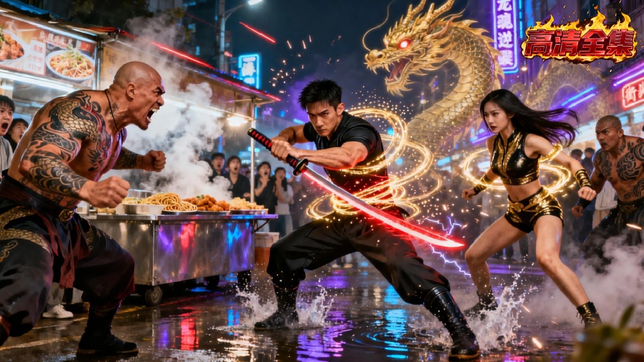 街頭惡霸欺負炒飯小夥，怎料他竟是殺神鎮天王！一把刀橫掃全街，一揮手三大財閥當場跪地高呼：鎮天王！# 短劇 #逆襲 #爽劇 #男頻 #戰神 #鎮天王#drama #功夫 #熱播短劇 #战神#中國電視劇