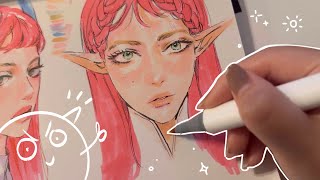 ✧˚ · .Marker Drawing | Draw with me! 🧝🌺