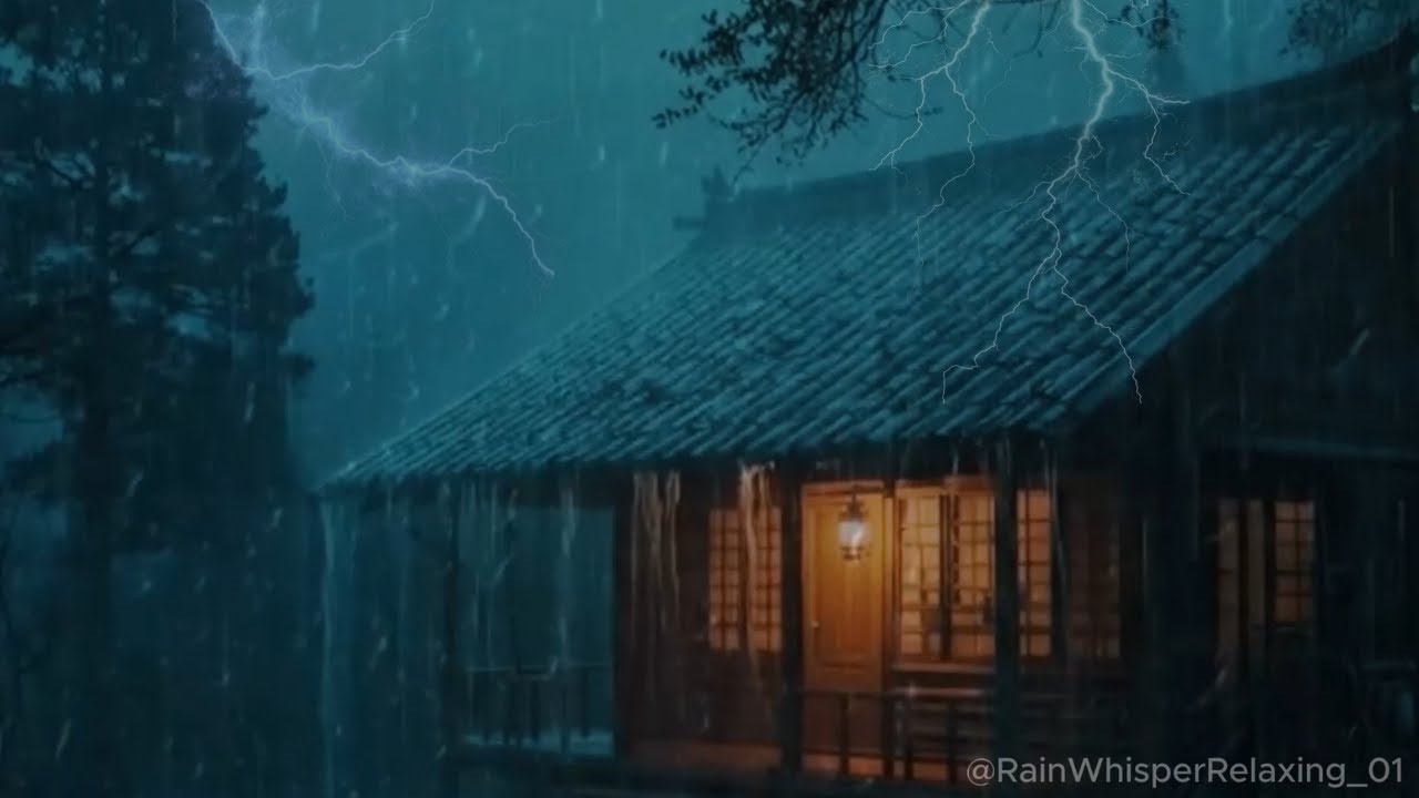 Thunderstorm at Cozy Wooden House 🌧️ Heavy Rain Sounds for Deep Sleep, Relaxation & ASMR Night