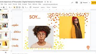 Spanish Adjectives Digital Interactive Notebook Preview