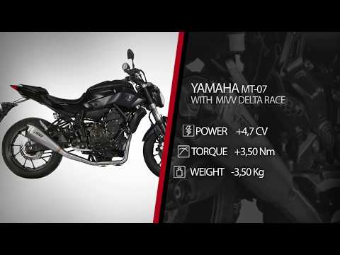 COMPLETE EXHAUST 2x1 MIVV DELTA RACE BLACK STEEL CARBON YAMAHA MT-07 2021-2023 video