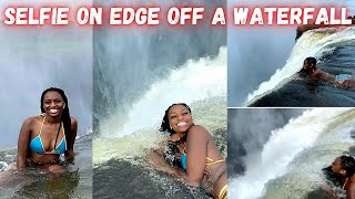 Girl Takes A Video Selfie on the Edge off a WaterFall | Amazing views | Clever Or Smart ? Comment 👇🏼