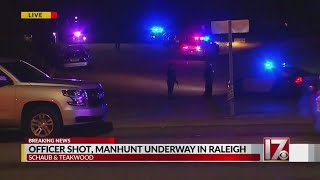 Heavy police presence remains at scene where Raleigh police officer was shot Wednesday night