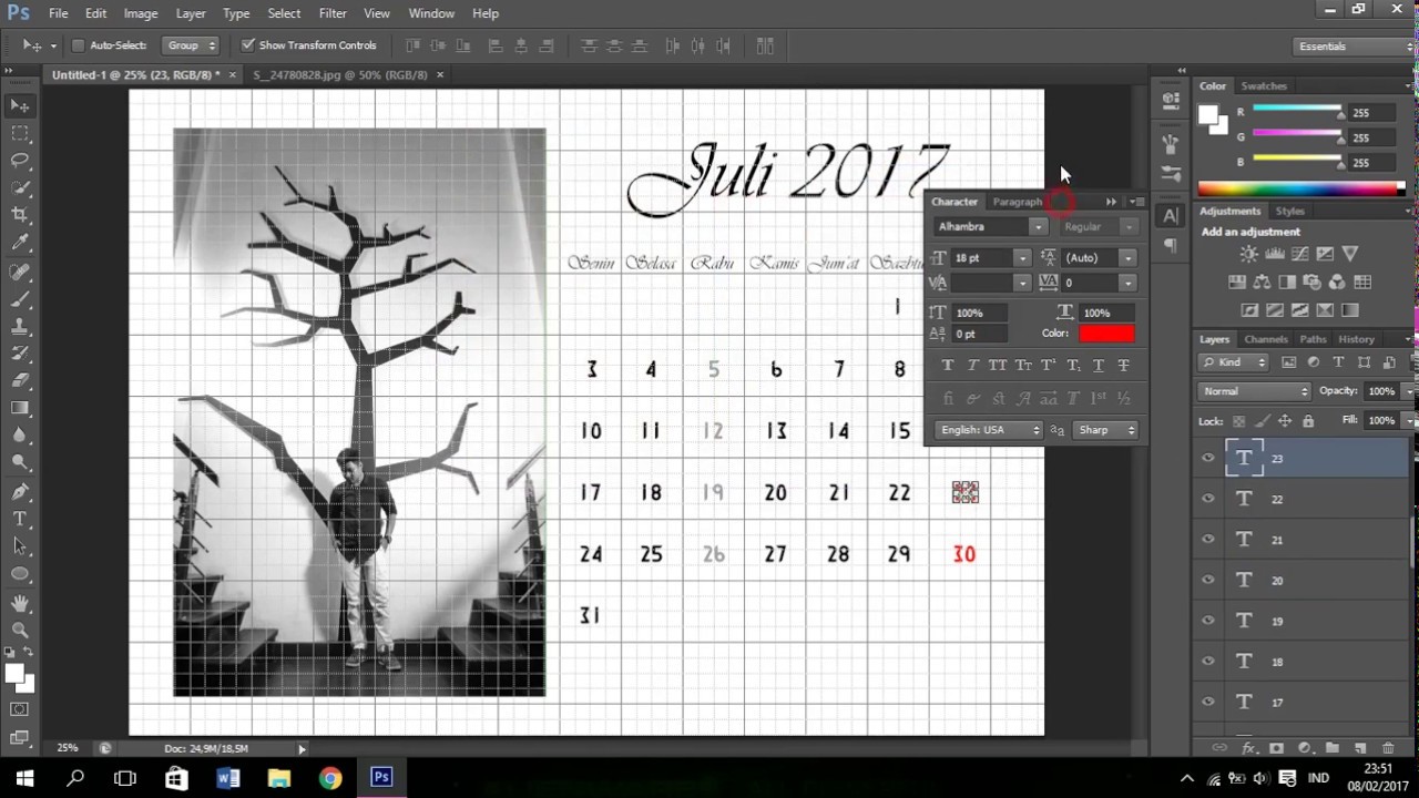 Cara Membuat Kalender Mudah [Photoshop Tutorial] - YouTube