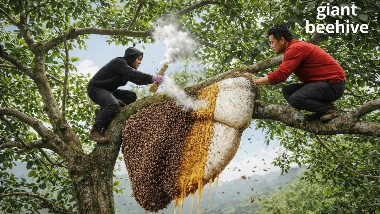 Risking their lives high up in the trees to collect 