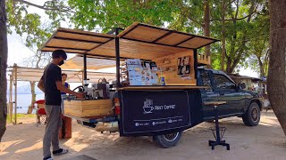 ASMR Cafe Vlog DIY Small Pickup Truck Converted Into Coffee Shop Easy Kopi Street Food Ideas How to