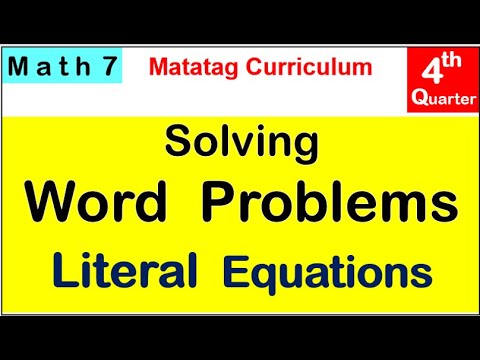 MATH 7 HOW TO SOLVE WORD PROBLEMS INVOLVING LITERAL EQUATIONS Fourth ...