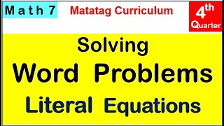 Celebrity MATH 7 HOW TO SOLVE WORD PROBLEMS INVOLVING LITERAL EQUATIONS Fourth quarter MATATAG CURRICULUM Profile