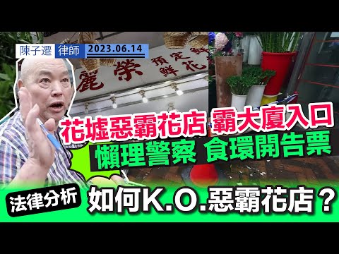 花墟惡霸花店 霸馬路 霸後巷 霸大廈入口|法律分析:住客投訴無門 如何KO惡霸花店?|惡霸花店出律師信申請逆權侵佔 是否合理?|麗榮花店拒合作 警署警長英勇執法|消防條例|陳子遷律師 TC Chan Episode cover