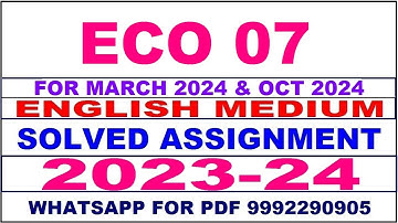 eco 07 solved assignment 2023-24 | eco 7 solved assignment in english 2024 | eco 7 2024