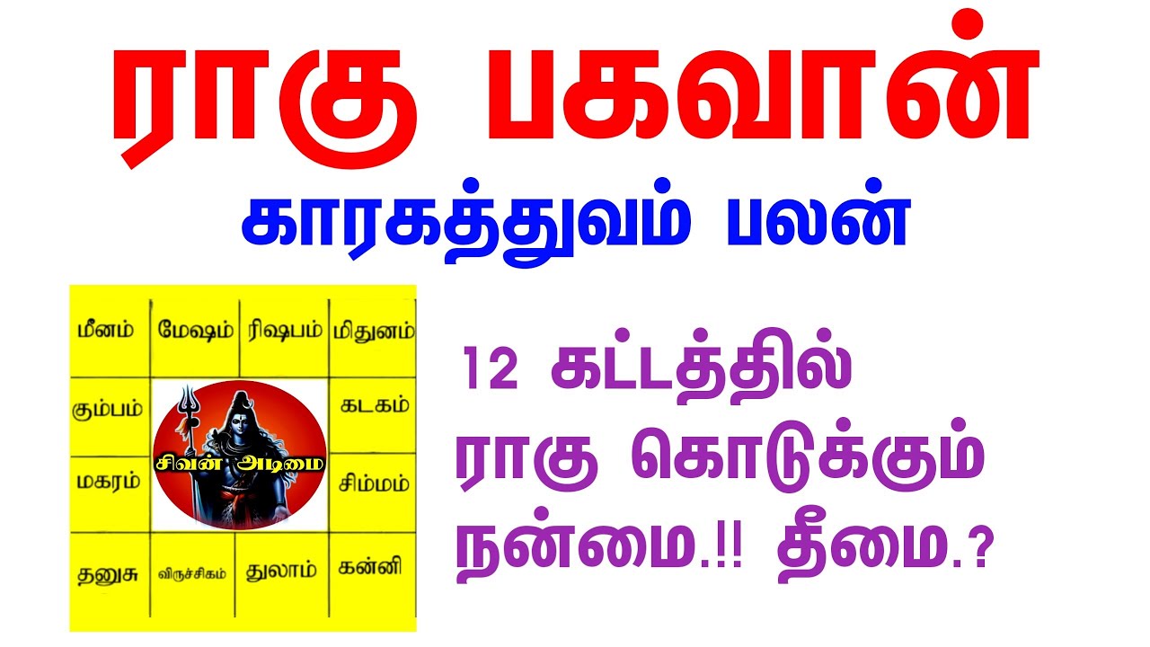 ராகு பகவான் காரகத்துவம் பலன் / rahu bagavan karagathuvam palan in tamil